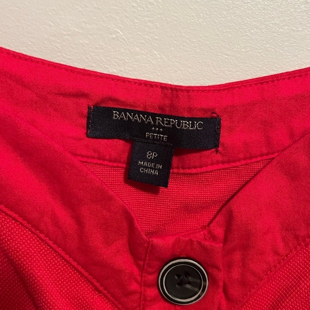 Banana Republic Seamed Button Down Red Mini Dress Size 8P Preppy Cocktail Hour - Picture 8 of 13